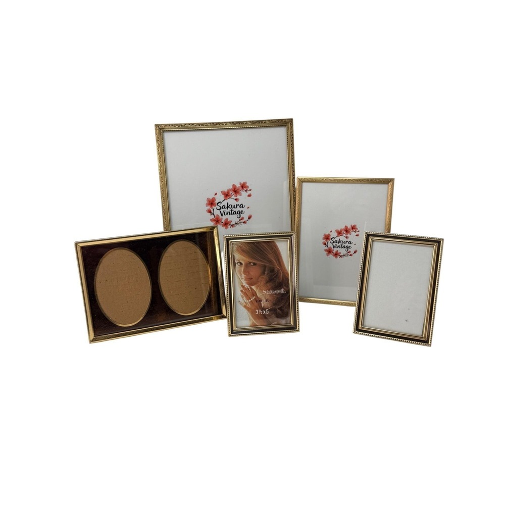Set‎ of 5 Vintage Brass Photo Frames Gallery Wall Collection 1980s 1990s